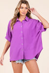 Boxy Button Down Top- Lavender