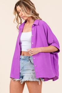 Boxy Button Down Top- Lavender