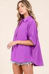 Boxy Button Down Top- Lavender