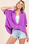 Boxy Button Down Top- Lavender