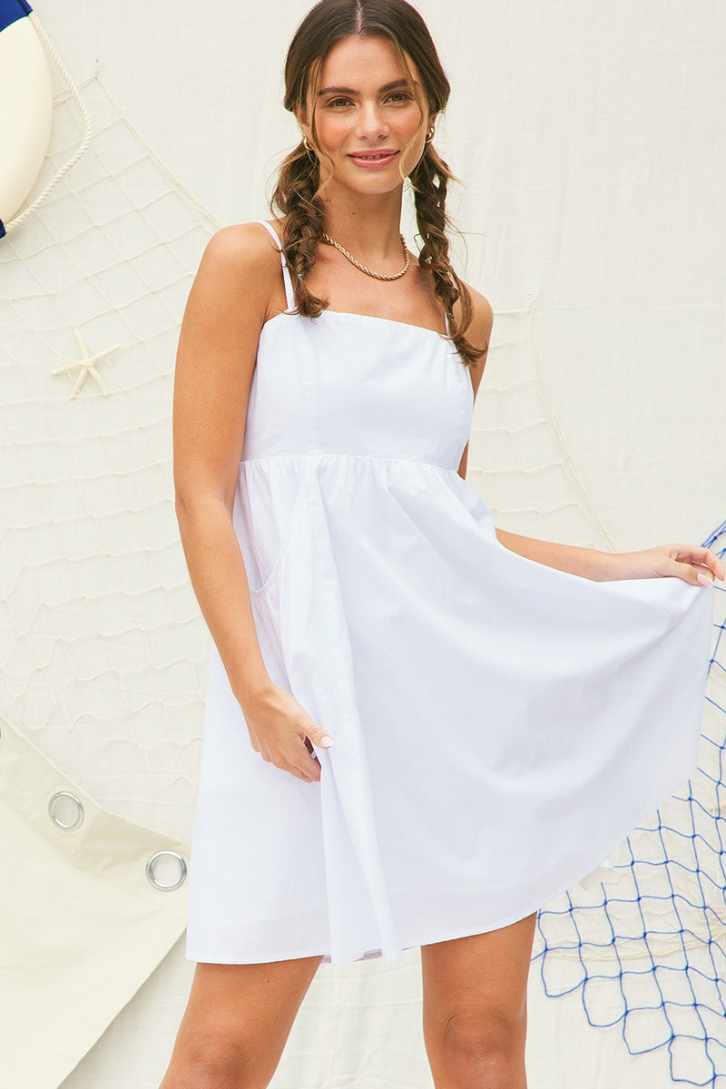 Poppy Tie Back Dress- Off White