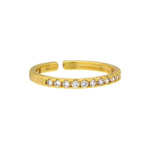 Luxe CZ Center Prong Pave Skinny Band Ring