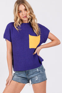 Polly Sweater Top- Purple/Yellow