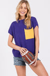 Polly Sweater Top- Purple/Yellow