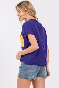 Polly Sweater Top- Purple/Yellow