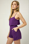 Piper Layered Top Romper- Purple