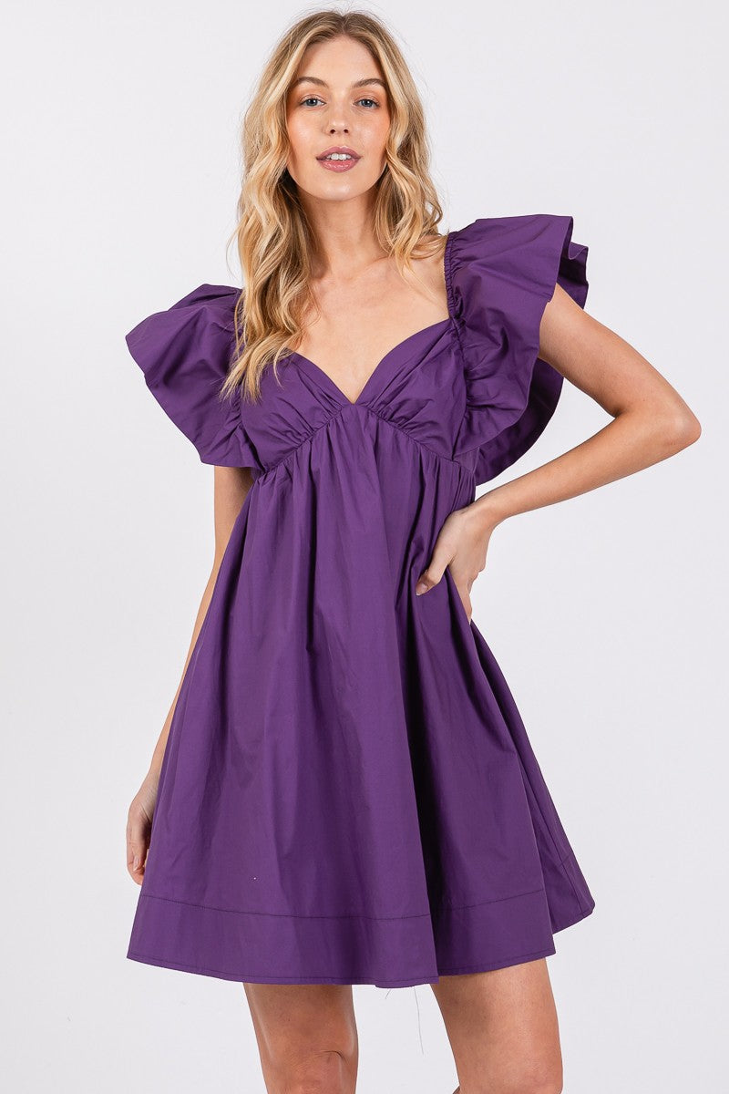 Millie Bow Back Dress- Purple