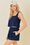 Stacy Linen Top- Navy