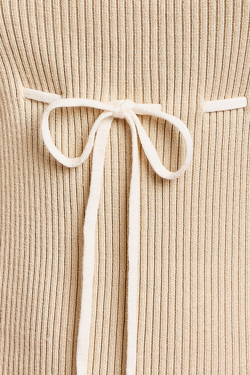 Le Lis Mini Sweater Dress- Beige/White