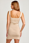 Le Lis Mini Sweater Dress- Beige/White