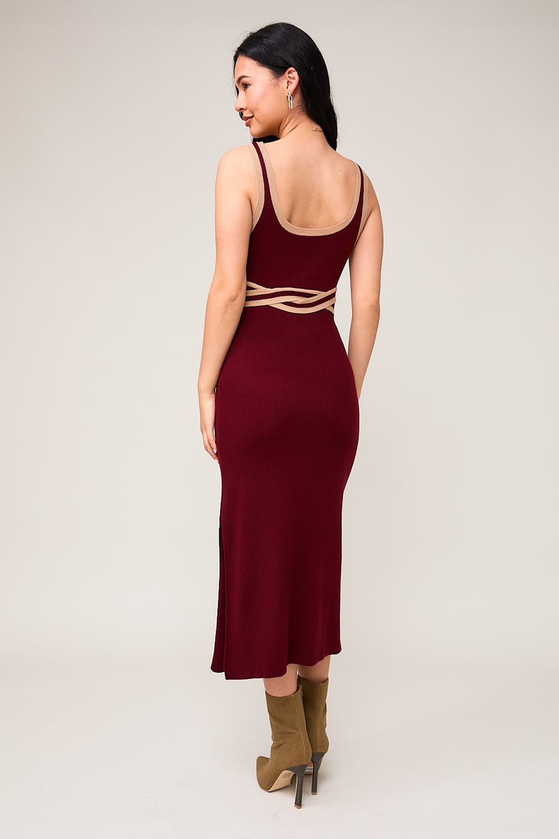 Hazel Sweater Dress- Wine