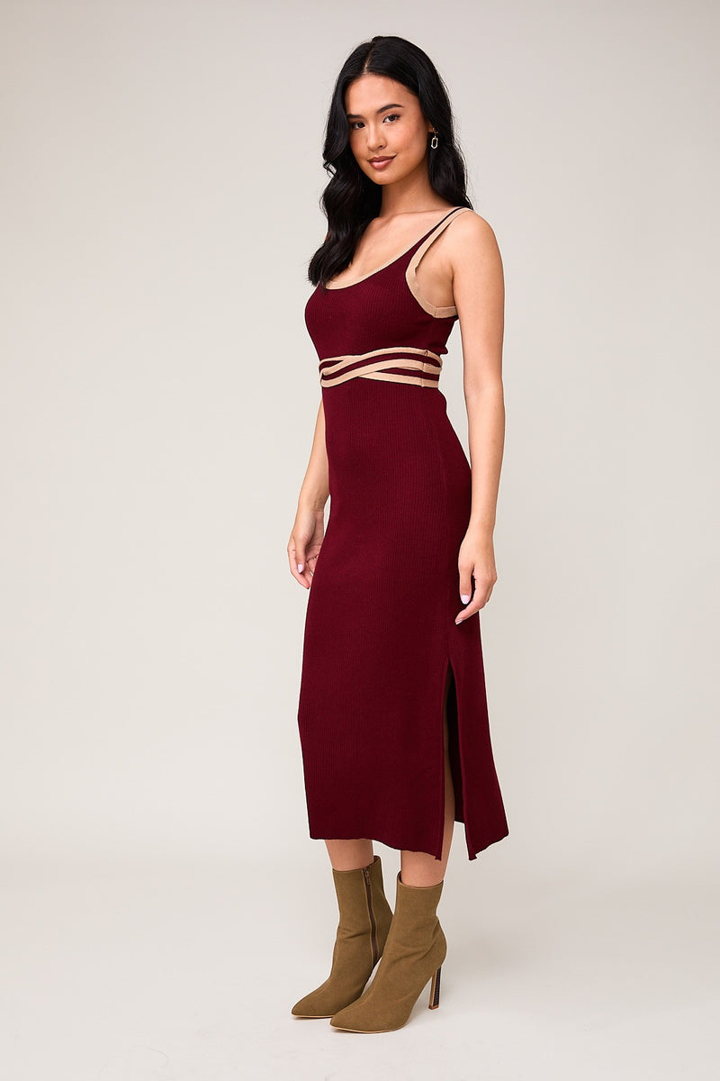 Hazel Sweater Dress- Wine