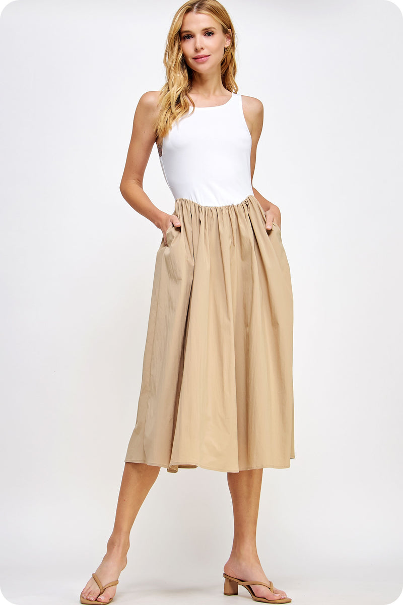 Strut and Bolt Luna Dress- Taupe/White