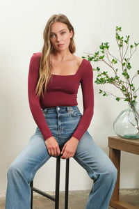 The Workshop Seamless Bodysuit- Burgundy