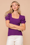 Kendra Puff Sleeve Sweater- Purple