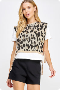 Strut and Bolt Vivian Top- White/Leopard