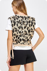 Strut and Bolt Vivian Top- White/Leopard