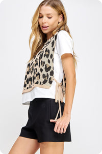 Strut and Bolt Vivian Top- White/Leopard