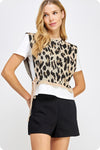 Strut and Bolt Vivian Top- White/Leopard