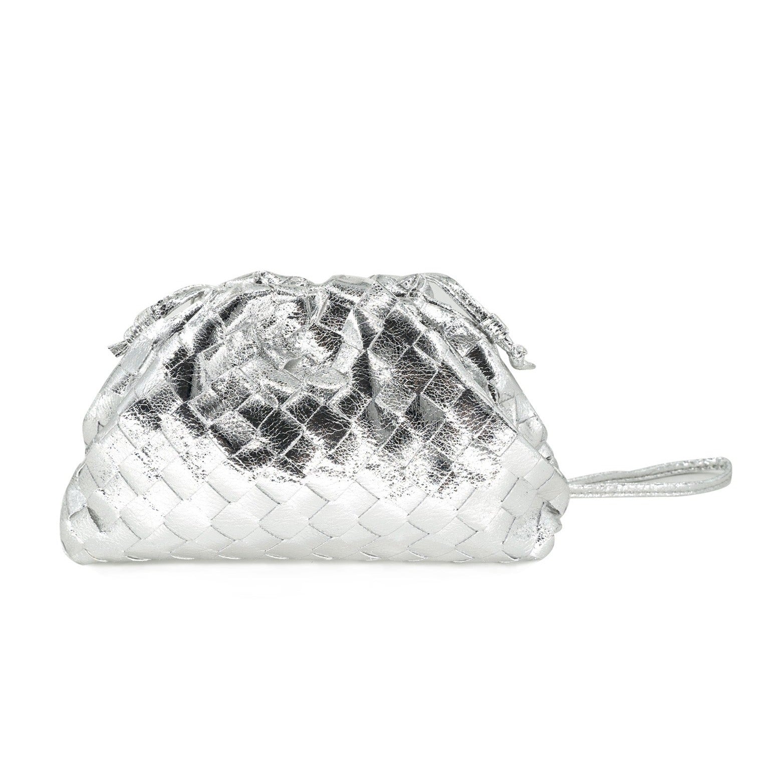 BC Handbags Metallic Mini Pouch- Silver