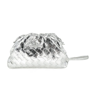 BC Handbags Metallic Mini Pouch- Silver