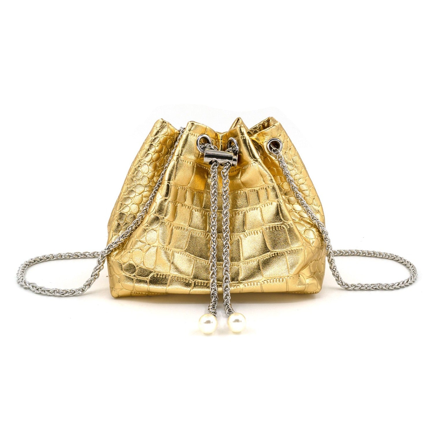 BC Handbags Metallic Bucket Bag- Gold
