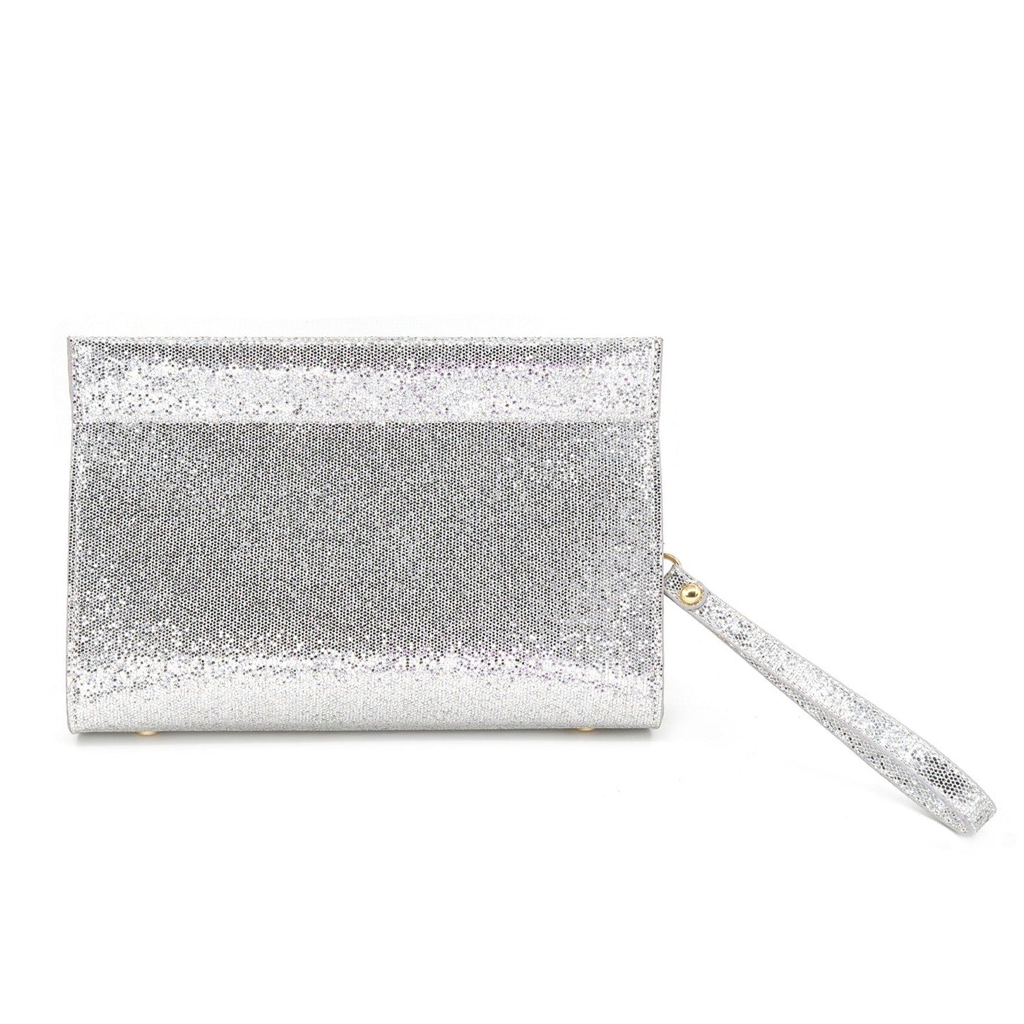 BC Handbags Metallic Clutch- Silver