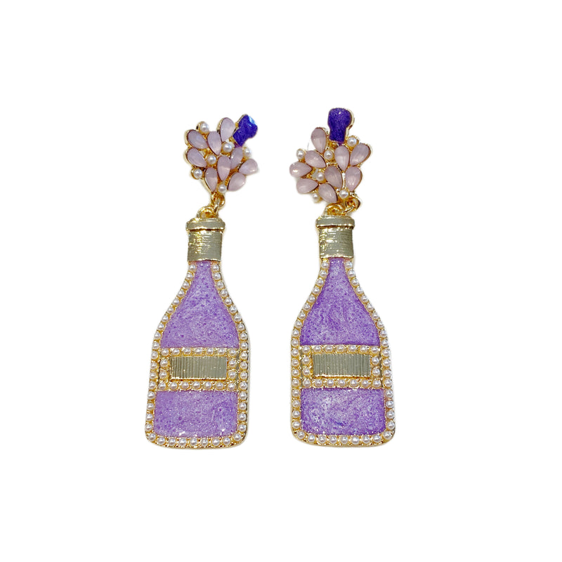 Enamel Poppin Bottles Earrings- Purple