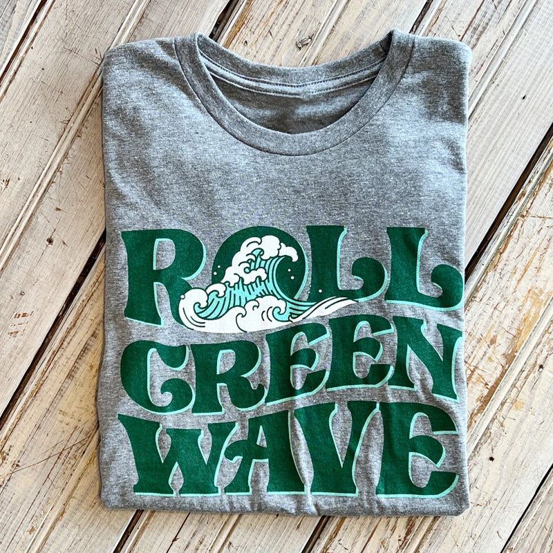 Roll Green Wave Tee- Heather Grey