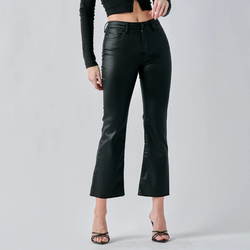 Hidden Happi Cropped Flare- Black