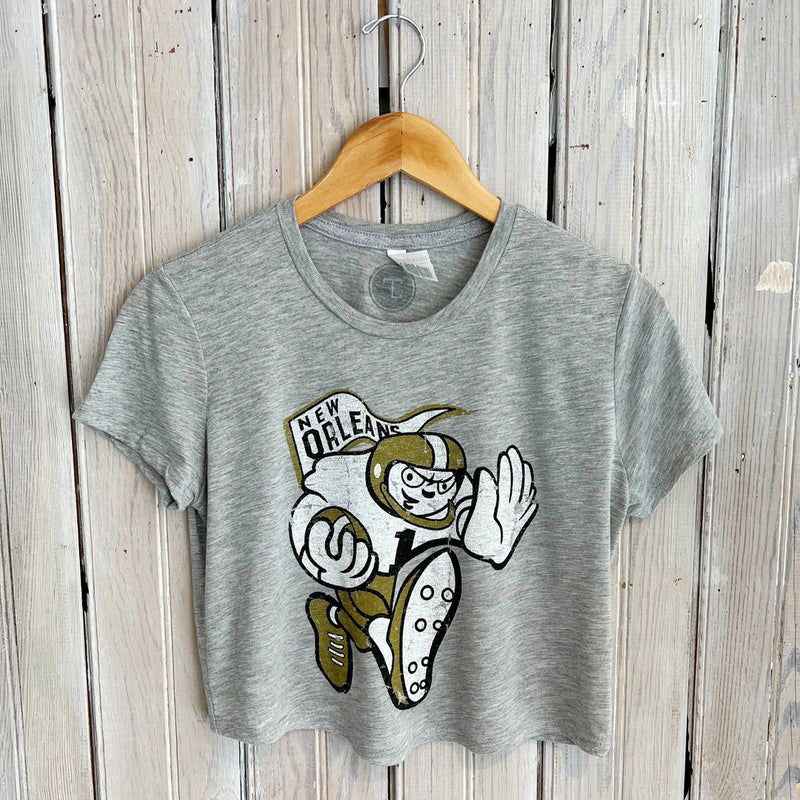 Retro Player Saints Crop Top- Heather Grey