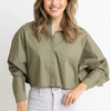 Becky Poplin Top- Olive