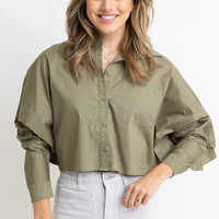 Becky Poplin Top- Olive