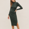 Ella Ribbed Sweater Dress- Pine