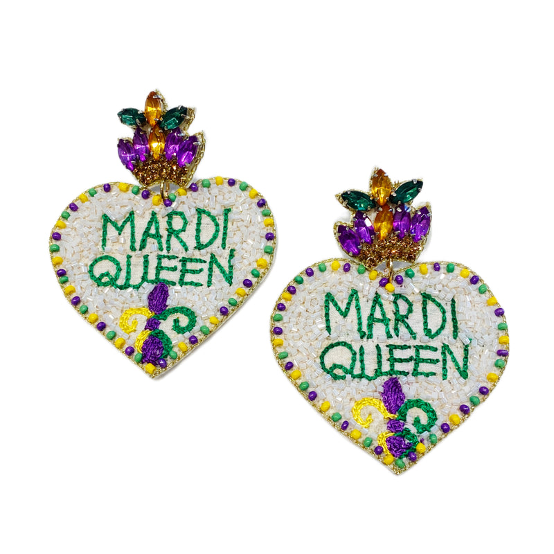 Mardi Queen Heart Earrings