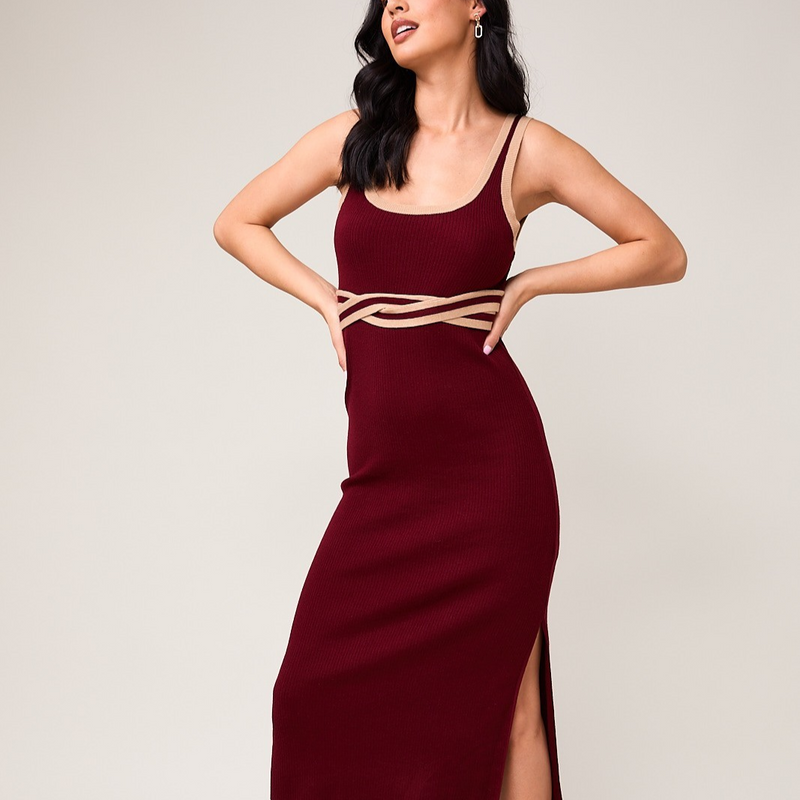 Hazel Sweater Dress- Wine