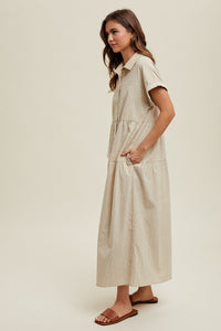 Sydney Corduroy Midi Dress- Cream/ Choco