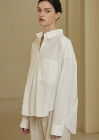 Grade & Gather Poplin Shirt- Off White