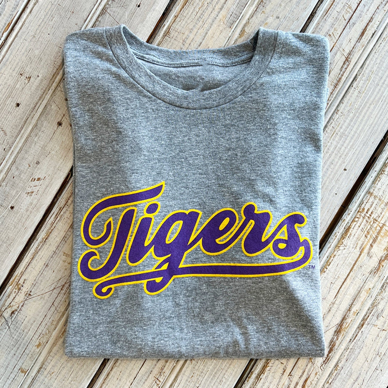 LSU Tigers Script Tee- Grey