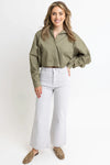 Becky Poplin Top- Olive