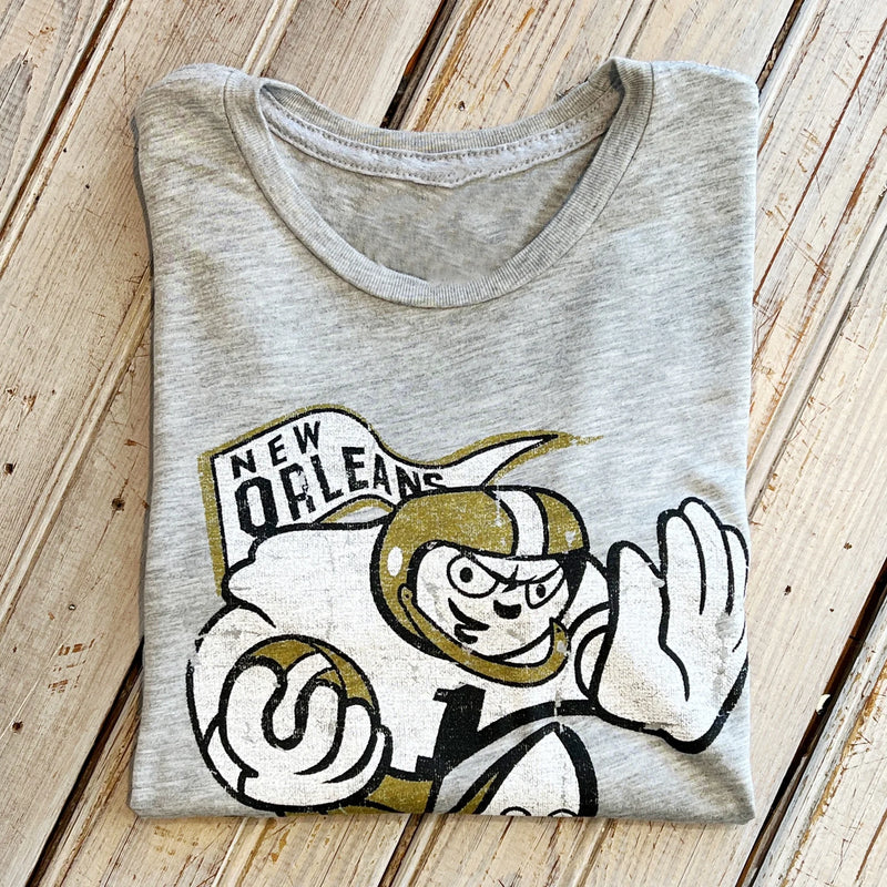 Retro Player Saints Crop Top- Heather Grey