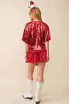 Sparkle All The Way Sequin Top- Red