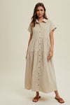 Sydney Corduroy Midi Dress- Cream/ Choco