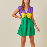 Mardi Bow Romper- Mardi Gras