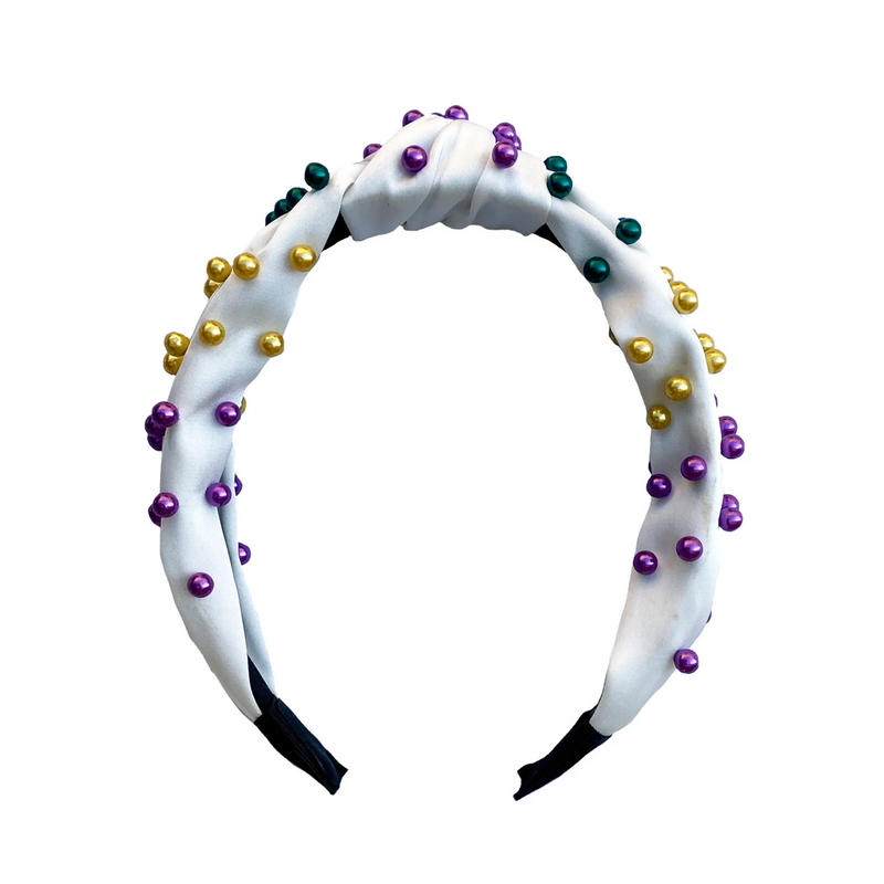 Pearl Mardi Gras Headband- White