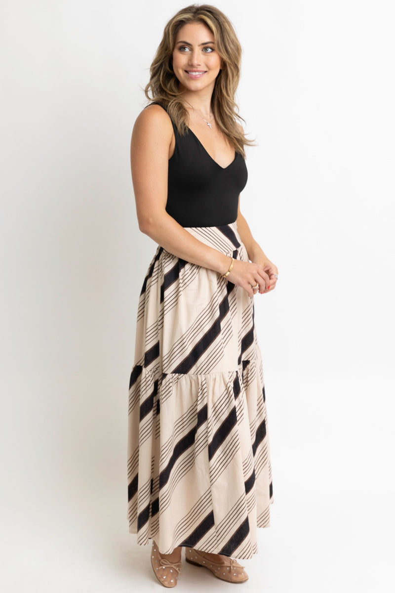 Tilly Tier Maxi Skirt- Taupe Brown