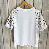 Saints Sequin Bubble Sleeve- White