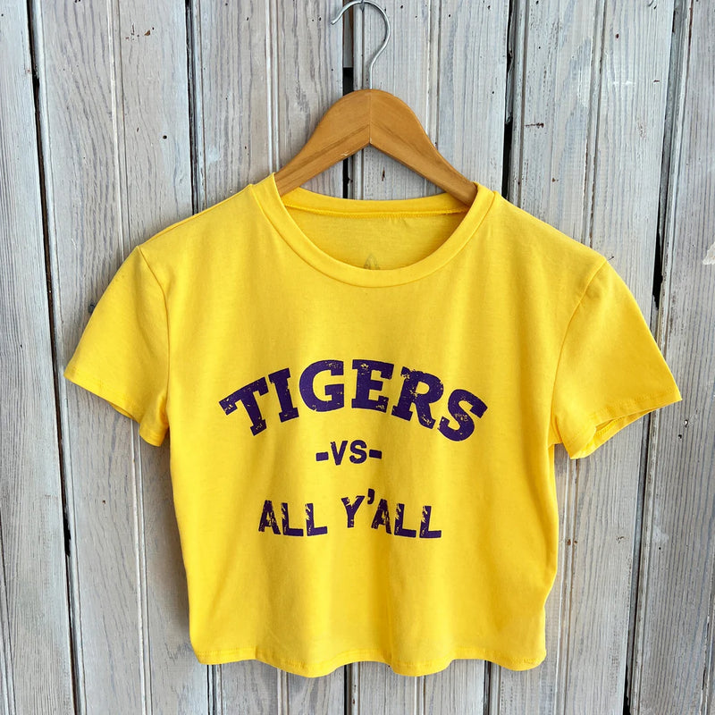 Tigers VS All Yall Crop Tee- Yellow