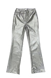 Tory Vegan Straight Leg Leather Pant- Silver