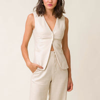 Line & Dot Jaymes Long Line Vest- Sand